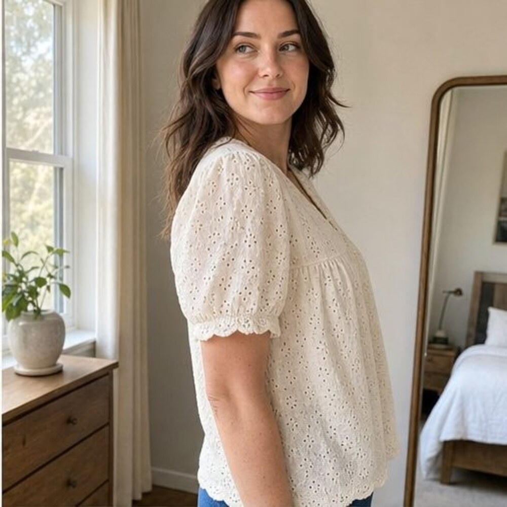 Ivory Ruffle Blouse - Picture 3 of 6